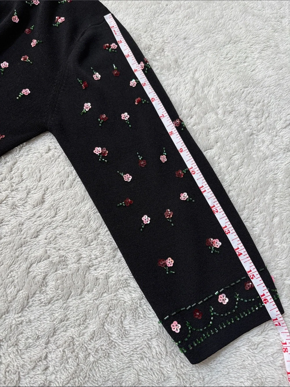 Joseph Black Cardigan with Pink and Red Floral Embroidery - Picture 10 of 10
